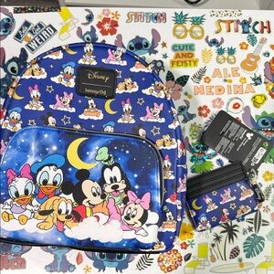 Loungefly Disney Kids Backpack - Blue and Black and card holder